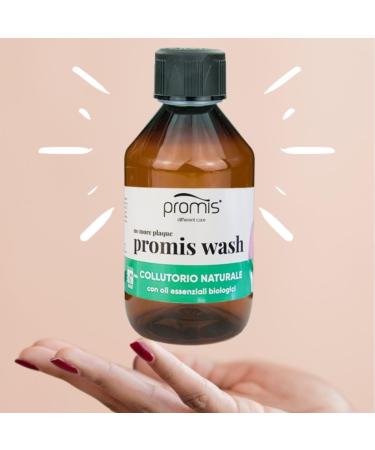 promis wash natural mouthwash alcohol-free and fluoride-free with vitamins A C & E | For sensitive gums | Vegan | AIAB organic label - Buy Online on GoSupps.com