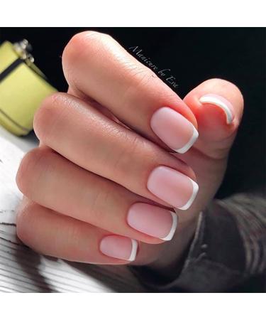 Fairvir 24pcs French Nails - Short Press-On Natural False Acrylic Nail Art Tips for Daily Use | Perfect Fake Nails for Women & Girls - Buy Online on GoSupps.com
