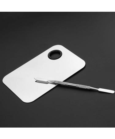 FRCOLOR Stainless Steel Makeup Palette with Spatula Tool - Professional Cosmetic Mixing Palette 6x4 - Buy Online on GoSupps.com