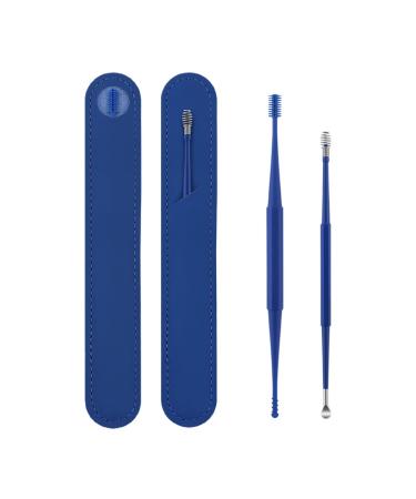 Ear Wax Removal  Ear Cleaner  Ear Pick Ear Cleaning Kit with 360  tainless Steel Spiral Ear Massage Cleaning Tool  Professional Ear Wax Remover 2Pcs (Blue Brush)