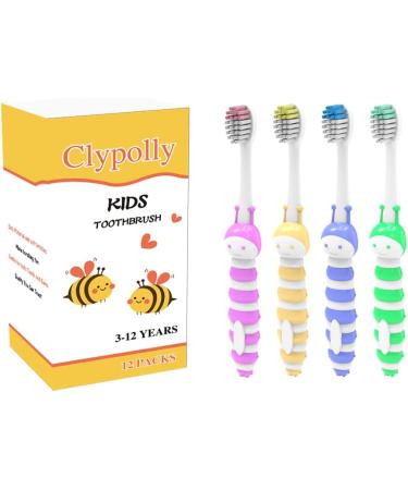 Clypolly Kids Bee Toothbrushes - Pack of 12 | Soft Bristles | Child-Sized Brush Head for Toddlers 3-12 Years | Individually Wrapped - Buy Online on GoSupps.com