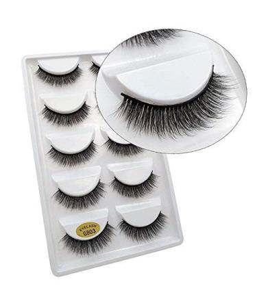 5 Pairs Long 3D False Eyelashes Natural Look Black Eyelash Extension Makeup Style G803 - Buy Online on GoSupps.com
