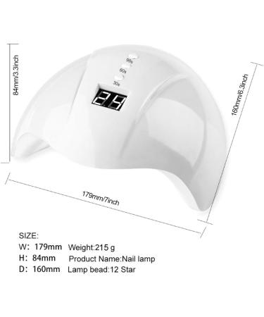Nail Lamp with Dual Light Sources 36W UV LED Quick Drying Nail Art Machine for All Gel Polish Nail Dryer with 12 Lamp Beads Intelligent Infrared Induction (Yinhings7039pm4ud-12) - Buy Online on GoSupps.com