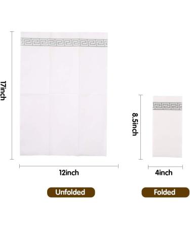 LEKOCH Premium Disposable Napkins - 100 PCs White with Gray Design Air Laid Fabric Napkins for Weddings 43x30 cm - Buy Online on GoSupps.com