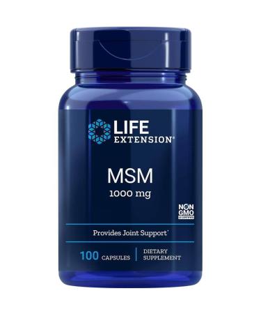 Life Extension MSM 1000mg Methylsulfonylmethane High Dose 100 Vegan Capsules Laboratory Tested Gluten Free Vegetarian SOYA Free Non-GMO