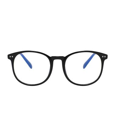 Glasses of Switzerland Blue Light Blocking Glasses - Round Black Frame | Blue Light Glasses Men and Women Gaming Glasses Eye Glasses Blue Light Blocking Glasses Women and Men (Round Black TR1832-1)