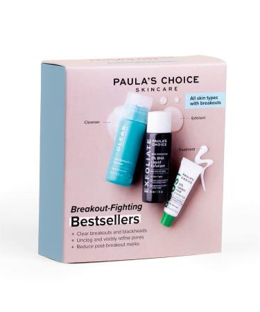 Paula's Choice Breakout Fighting Bestsellers - Facial Cleansing Exfoliating & Treatment - Reduce Blemishes Enlarged Pores & Blackheads - with Salicylic & Azelaic Acid - All Skin Types - Travel Size