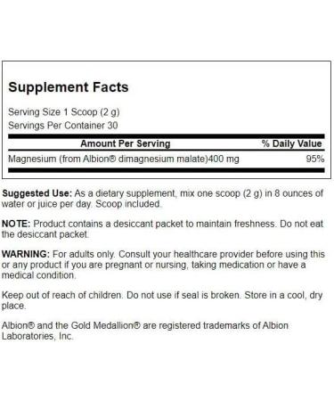 Swanson Albion Dimagnesium Malate Powder - 2.1 oz (60g) - Buy Online on GoSupps.com