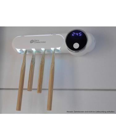 Good Connections UV-C Toothbrush Disinfection Station for 4 Toothbrushes - White | 22.5 x 4.2 x 6.7 cm | UVC Sanitizer for Clean Oral Hygiene - Buy Online on GoSupps.com