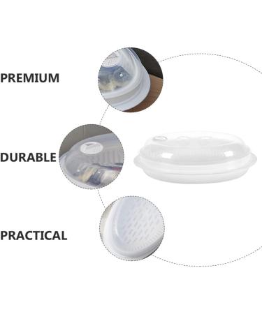 Zerodeko 1pc Steamer Steamed Fish Plate Microwave Cooking Pot Dumpling Steam Baskets for Rice Fish Steaming Holder Microwave Cookware Food Cover Micro-wave Oven White Food Grade Pp White 32.7x18.6cm - Buy Online on GoSupps.com