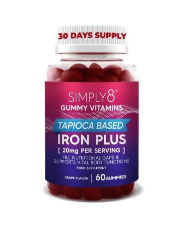 YHN Iron Gummies 20 MG - Prenatal Ferritin Supplement Enhanced with Vitamins C B3 B5 B6 B12 Folate Zinc - Blood Builder & Energy Support for Iron Deficiency Kosher Gluten Free