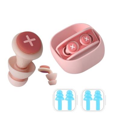 Ear Plugs for Sleeping Noise Cancelling  3 Pairs of Reusable Soft Comfortable Earplugs for Sleeping  Earplugs Noise Reduction with Storage Box Silicone Earplugs for Sleep  Concerts  Snoring(Pink+Blue)