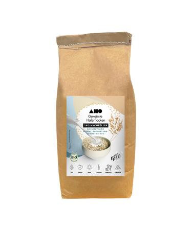 AHO sprouted oatmeal 2kg refiller organic from Germany and Austria packed plastic -free bio naked and dried at 42 C muesli 2 kg (1 Pack)