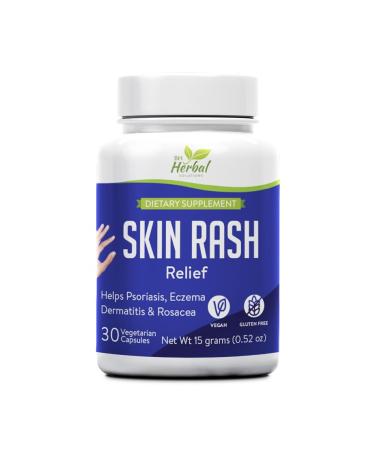 Psoriasis Eczema Dermatitis & Rosacea Skin Rash Relief - 100% Herbal and Natural - Vegeterian Capsules