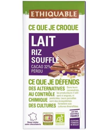  G n rique ETHIQUABLE - Milk chocolate with crispy puffed rice - Certified organic - 100g - A healthy treat to enjoy at home. - Pack of 4 - Buy Online on GoSupps.com