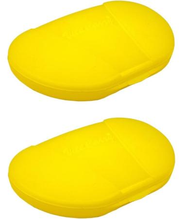 Small Pocket Pill Box with 4 Compartments - Holds Up to 20 Pills | 3 x2 | Pack of 2 Yellow - International Shipping Available - Buy Online on GoSupps.com