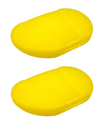 Small Pocket Pill Box W/4 Compartments Holds up to 20 Pills Actual Size: 3.0 w X 2.0 d X .6 h Select Color (Pack of 2 Yellow)