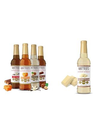 Matteo's Barista Style Sugar Free Coffee Syrup - 4 Flavor Variety Pack No Calorie & Sugar Free Coffee Flavoring Syrup White Chocolate Delicious Coffee Syrup 0 Calories