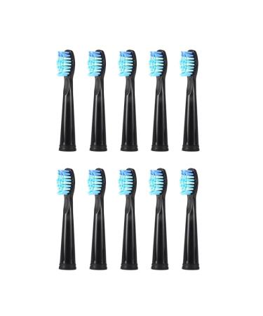 10 Pack Toothbrush Replacement Heads Compatible with Fairywill FW-507/508/551/917/959, Gloridea, Sboly, WOVIDA, YUNCHI Sonic Electric Toothbrushes - Black 10-black