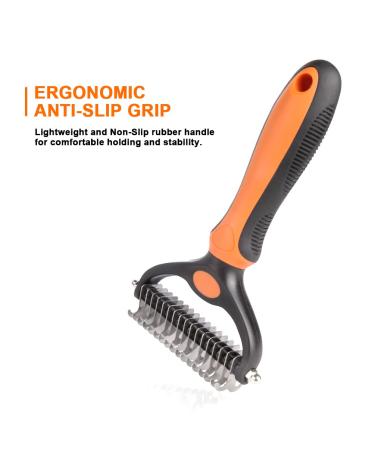 SLFEHHA Pet Grooming Brush - 2 Sided Shedding and Dematting Undercoat Rake Comb for Dogs & Cats - Gently Removes Mats, Tangles, and Loose Undercoat - Yellow/Black - Buy Online on GoSupps.com