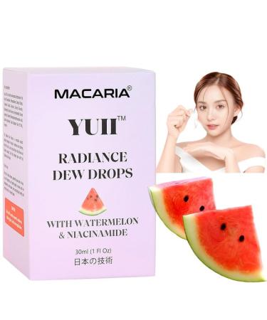 Macaria Herbal YUII Glow Radiance+ Juicy Dew Drops with Watermelon For Instant Glowing Skin Face Serum for Glossy Dewy Finish Japanese Recipe