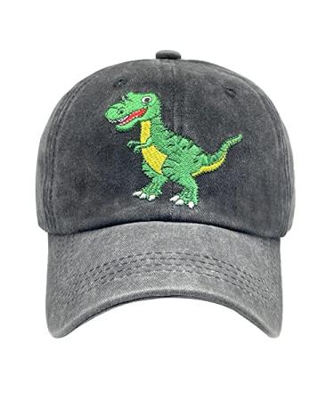 NVJUI JUFOPL Boys' Skull Dinosaur Hat Washed Vintage Embroidered Baseball Cap Cute Funny Dinosaur - Black