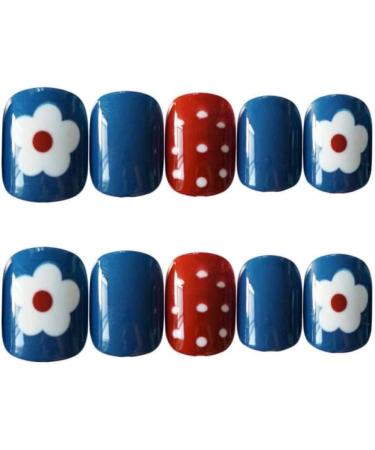 HUIL Artificial Nails - Stunning Red & Blue Flower False Nails for Perfect Manicures - Buy Online on GoSupps.com