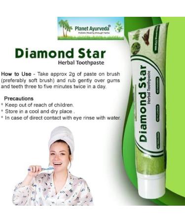 Planet Ayurveda Diamond Star Herbal Toothpaste 100 gm | Ayurvedic Mints Ajwain & Miswak for Naturally Fresh Breath & Gentle Gum Care | Fluoride-Free Chemical-Free Paste (2) - Buy Online on GoSupps.com