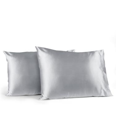 Al Ahmedani Linen Gray Satin Pillow Case for Hair and Skin Satin Pillow Cases for Women Hair Standard Size with Envelope Closure 20x26 inches Silver Gray Standard ( 20x26 inches )