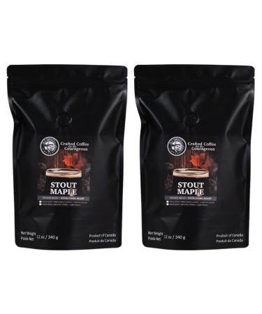OLE Smokes Coffee | Whole Bean Coffee | Extra Dark Roast | Smoked Blend | Stout Maple | 12 OZ Bag | Pack of 2