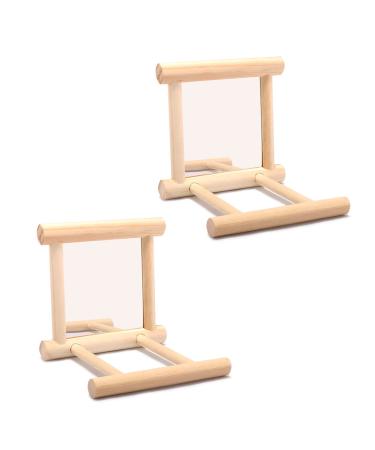NA 2 Pcs Bird Mirror Parrot Hanging Swing Bird Swing Hanging Toy for Parakeets Conures Cockatiels Macaw