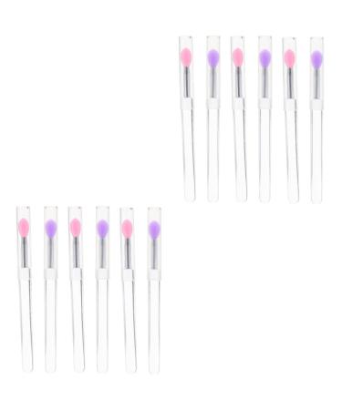 12 Pcs Silicone Lip Brush with Lid Lipstick Applicator Makeup Supplies Lip Mask Brush Eyeshadow Brush Eyeshadow Makeup Brush Silicone Eyeshadow Silicone Lipstick Brush Makeup Tool 10.8x0.9cmx2pcs As Shownx2pcs