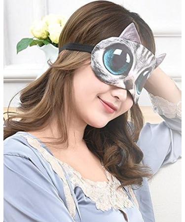 HappyDaily Set of 3 Beautiful 3D Cat Sleep Masks in Pink/Grey/Black | Comfortable Eye Cover for a Restful Sleep - Buy Online on GoSupps.com