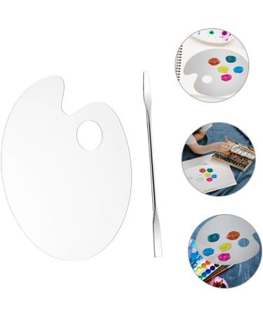 TEHAUX Acrylic Mixing Palette Set - Clear Cosmetic Palette for Foundation & Nail Polish | Perfect Powder Mixing Plate with Spatula - Buy Online on GoSupps.com