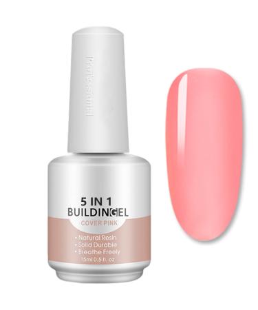 HERBENJOY Builder Gels 5 In 1 Nail Extension Gel 15ml Pink Strengthening Gel Base Gel Color Gel Nail Polish Foundation Gel Rhinestones Glue Gel For Nail Art (03 Nude)