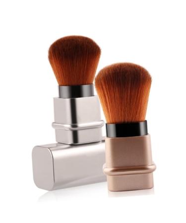 FRCOLOR Fashion Blush Brush Retractable Makeup Brush Powder Brush for Loose Powder Stickers for Adults Travel Monomer Loose Powder Miss Powder Puff Highlight Makeup 2.7*2.7cm Silver