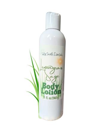 Lemongrass Sage Body Lotion - Handcrafted with Avocado oil + Essential Oils (8 oz) 8 Fl Oz (Pack of 1)