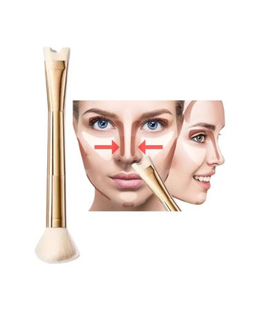 Contour Nose Brush For Nose Contourning for Precision U Shape Sculpting and Defining the Nose 2-in-1 Ultra Precision Soft Innovative Dual-End Gold Brush