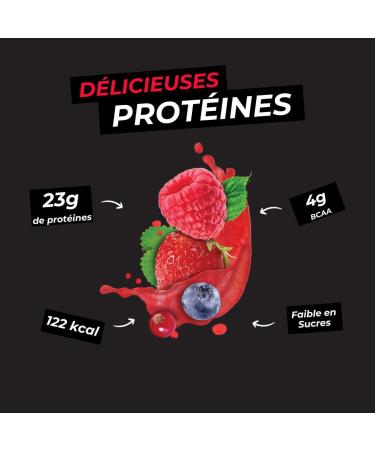 Ozers Red Fruit Vegetable Protein / 4 Sources: Peas Bean Rice Squash / 78% Protein / 4g BCAA/Low Sugar/Smooth Texture No Lumps/Natural Flavor/600g / Vegan/French - Buy Online on GoSupps.com