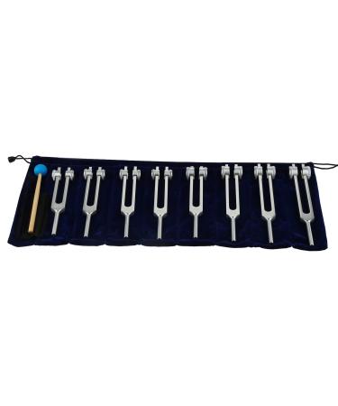 Dreld Solfeggio tuning fork set 7 chakra and 1 soul purpose tuning fork with silicone hammer bag cleaning cloth for healing sound therapy musical instrument compensation vibration (silver 8 pc) a-chakra tuning for 8 pcs silver1 - Buy Online on GoSupps.com
