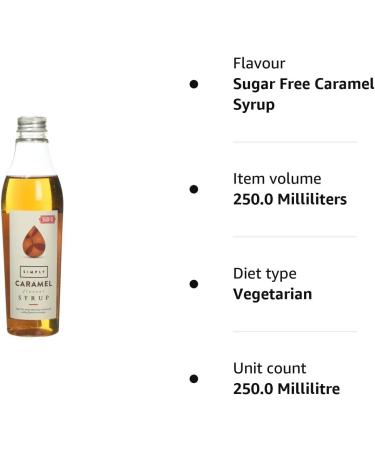 Sugar Free Caramel Syrup - Low Calorie, Vegan & Nut Free (250ml) - Ideal for Coffee, Cocktails & Baking - Buy Online on GoSupps.com