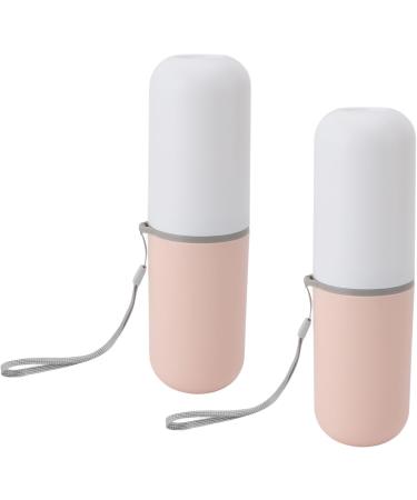 Travel Toothbrush Cup Case Minimalist Plastic Holder for Business Trips | White & Pink - Buy Online on GoSupps.com