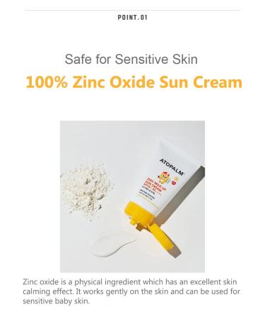 ATOPALM Zinc Mild Up Sun Cream SPF50+ with Cleansing Pads 65g | Korean Mineral Sun Protection & Moisturizing for Dry Skin - Buy Online on GoSupps.com