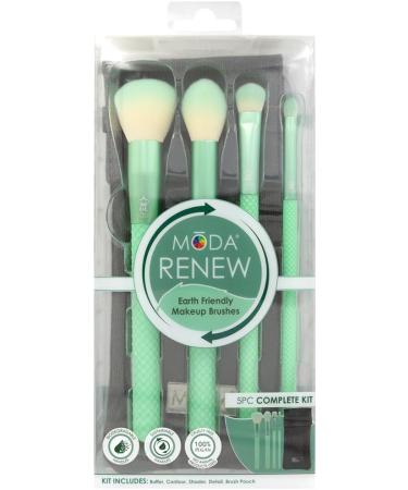 Moda Royal & Langnickel Full Size Renew 5pc Complete Makeup Brush Kit with Pouch Includes Buffer Contour Shader and Detail Brushes Mint Green BMR-CK5 - Buy Online on GoSupps.com
