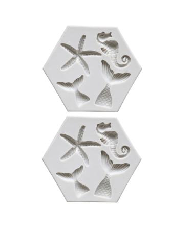 OUNONA 2pcs Mold Ocean Decor Mermaid Cake Decorations Mermaid Silicone Polymer Clay Silicone Sweet Mould De para Gelatinas Chocolate Making Soap Liquid Silicone Household Silica Gel 9X7.5X0.8CM Grey
