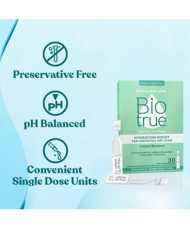 Buy Biotrue Hydration Boost Eye Drops | Bausch + Lomb | Preservative Free pH Balanced for Dry Eyes | 30 Single Dose Vials - Buy Online on GoSupps.com
