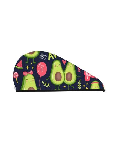 Cartoon avocado Microfiber Hair Towel Soft Super Absorbent Hair Towel Wrap for Women Coral Velvet Quick Dry Hair Cap for Long Curly and Thick Hair