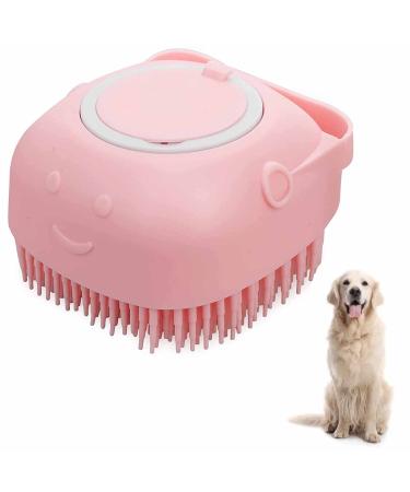 Dog Cat Bath Brush Puppy Pet Massage Bath Brush Silicone Dog Shampoo Brush Pet Grooming Brush Deshedding Tool Dispenser Brushes for Dogs and Cats Long Short Haired Puppy Washing Shower Grooming - Pink
