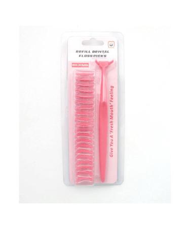 Dental floss handle + extra dental floss heads toothpick teeth cleaning red