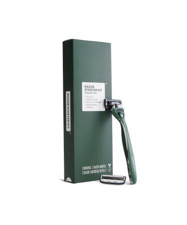 Brandless Razor Starter Kit - Designed for Face | Aloe Vera & Vitamin E Moisturizing Glide Strip | 5-Blade Precise Trim Razor Cartridge with Weighted Handle | Clean Beauty for Everyone | Cruelty Free Face Starter Kit